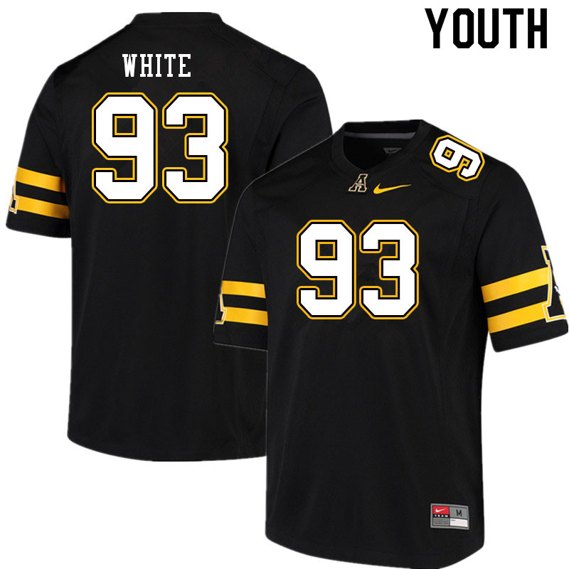 Youth #93 KaRon White Appalachian State Mountaineers College Football Jerseys Sale-Black - Click Image to Close